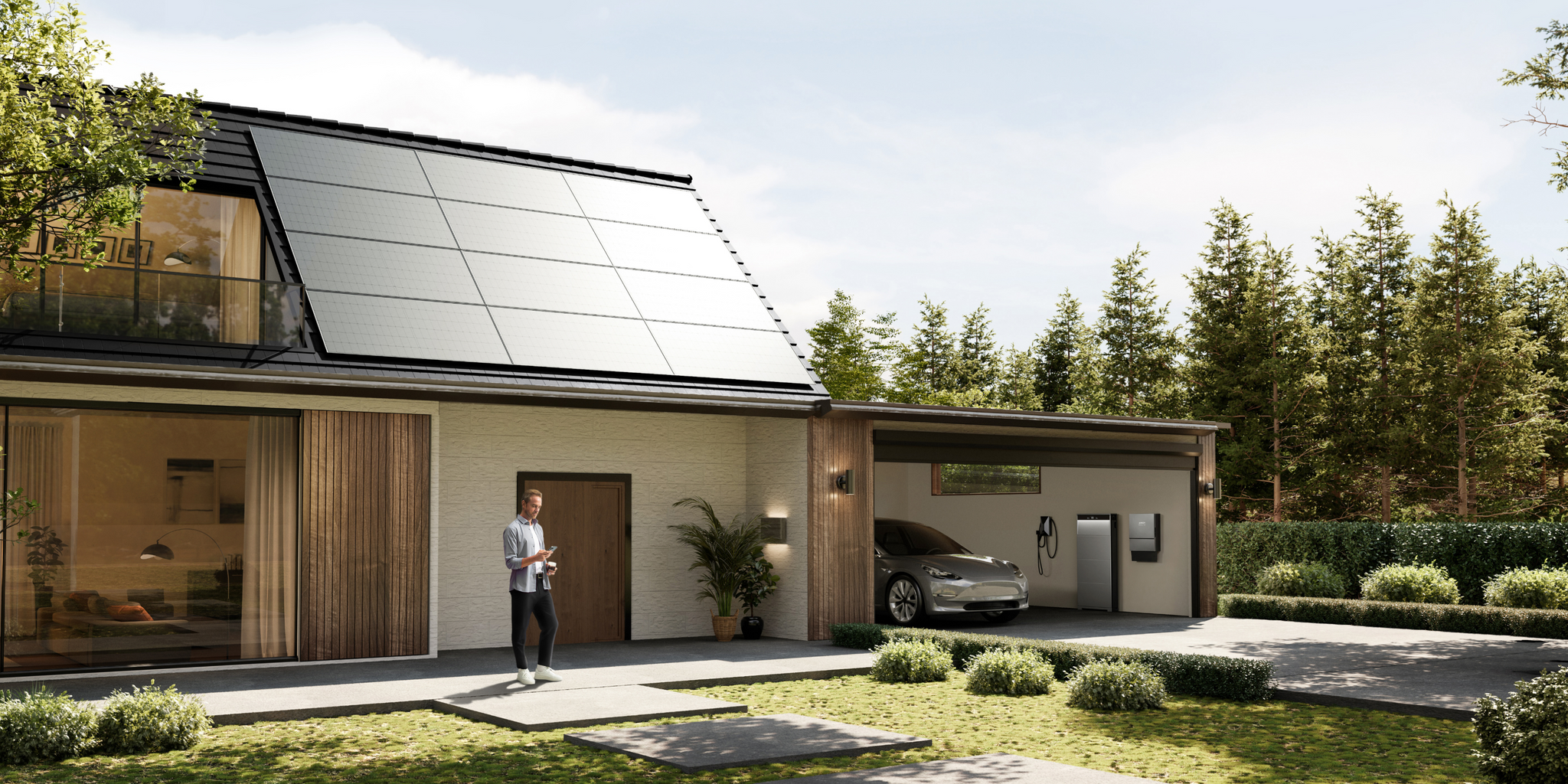 Woning met zonnepanelen en energieopslag