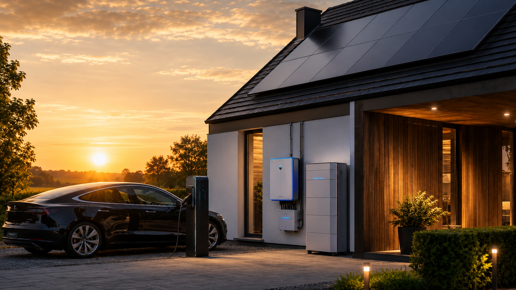 Woning met zonnepanelen, laadpaal en thuisbatterij